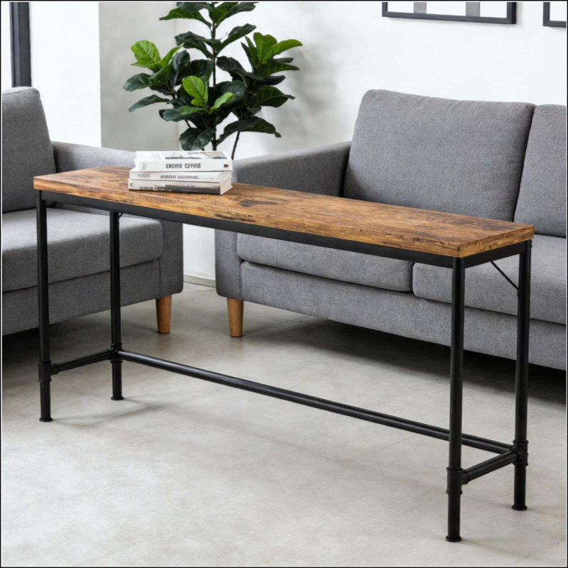 Élégant canapé extra long, console étroite