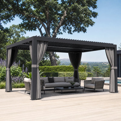 Aurora Universal 12'x 16' Mosquito Netting and Privacy Curtain Set Outdoor Patio Gazebo,UV Protection, Match To Louver Pergola