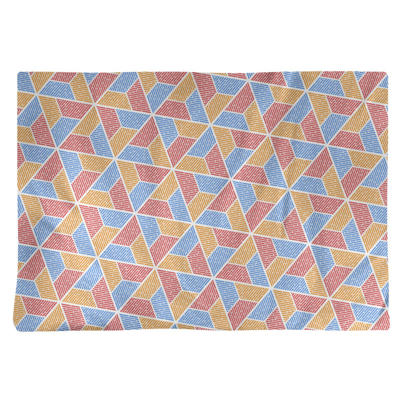 Napperon en coton à trois trapézoïdes de 18 po, Rouge/Bleu/Orange