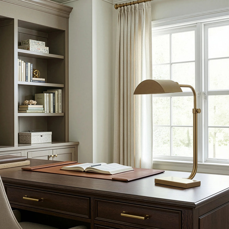 Koleman Desk Table Lamp, Aged Brass