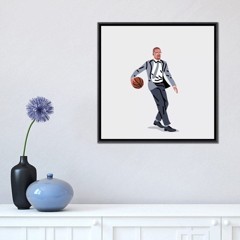 «Balling Malcolm» par Elad Shagrir - impression d'art graphique, 18" H x 18" W x 1.5" D, Toile avec cadre noir patiné