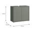 Hadiya Minimalistic vanity unit with 2 push-to-open doors, siphon-cut-out, engineered wood, sage green, 74.5 cm W x 63.9 cm H x 34.9 cm D