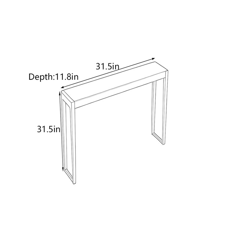 Console en bois de frêne massif, H 31,5 po x l 31,5 po x P 11,8 po