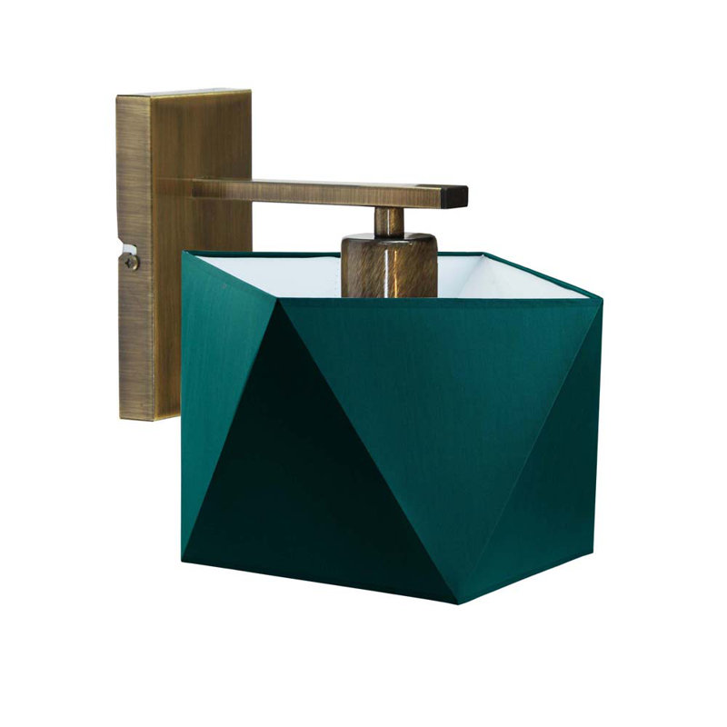 Awi Steel Armed Sconce, Antique Gold, Green