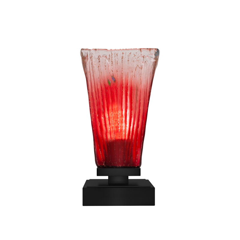 Lampe d'appoint avec verre 5 po Lannah, Noir mat, Rouge