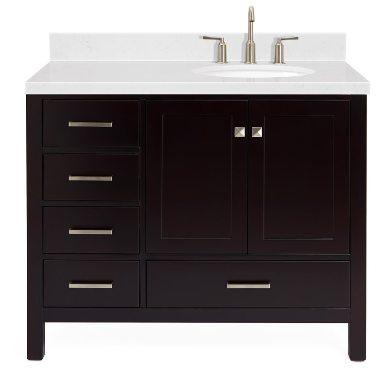 Meuble-lavabo simple 42,25 po avec plateau, Espresso, Oval, Right
