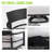 4PC Outdoor Conversation Set With Fully Weld 360° Swivel Club Chairs, Luxurious Bench Seat Sofa, Marble-Inspired Sintered Stone Coffee Table, Ember Black Rust-Free Aluminum Frame & Sunbrella Cushions