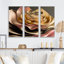 «Retro Retro Abstract Abstract Pink and Gold Flowers III», reproduction sur toile 3 pièces