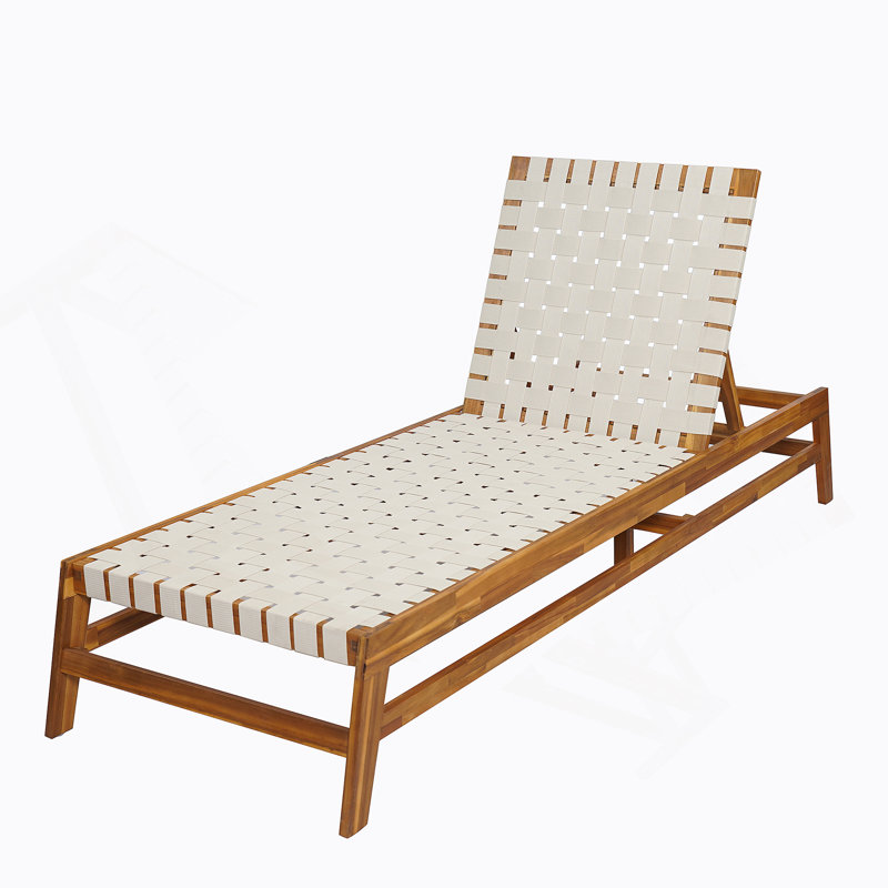 Outdoor Rope Chaise Lounge, White/Teak