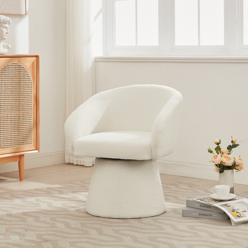 Fauteuil d'appoint Kiko, Crème blanc bouclé