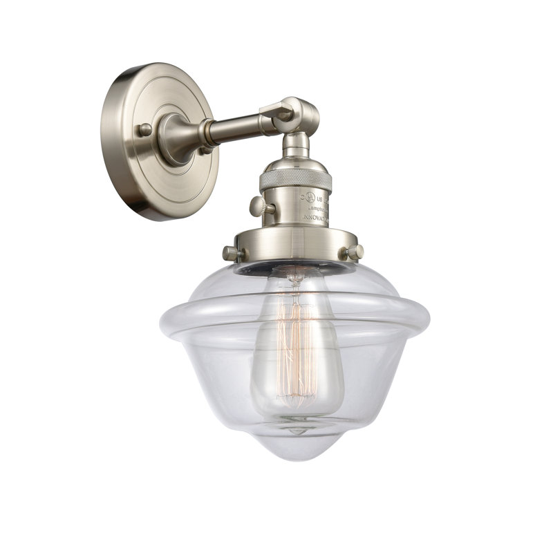 Agosto Armed Sconce, Brushed Satin Nickel, 3.5 Watt Vintage LED Bulb, Clear