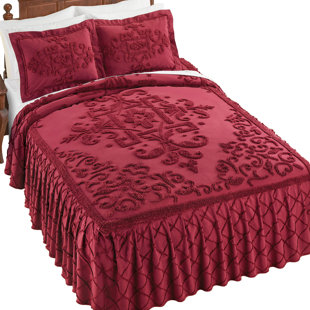 Noelle Textured Design Chenille Ruffled Skirt Bedspread