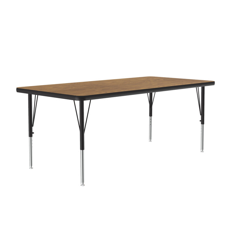Table d'activité rectangulaire à hauteur ajustable, H 29 po x L 72 po x l 30 po, Chêne moyen