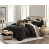 Onyx Black Striped Duvet Set