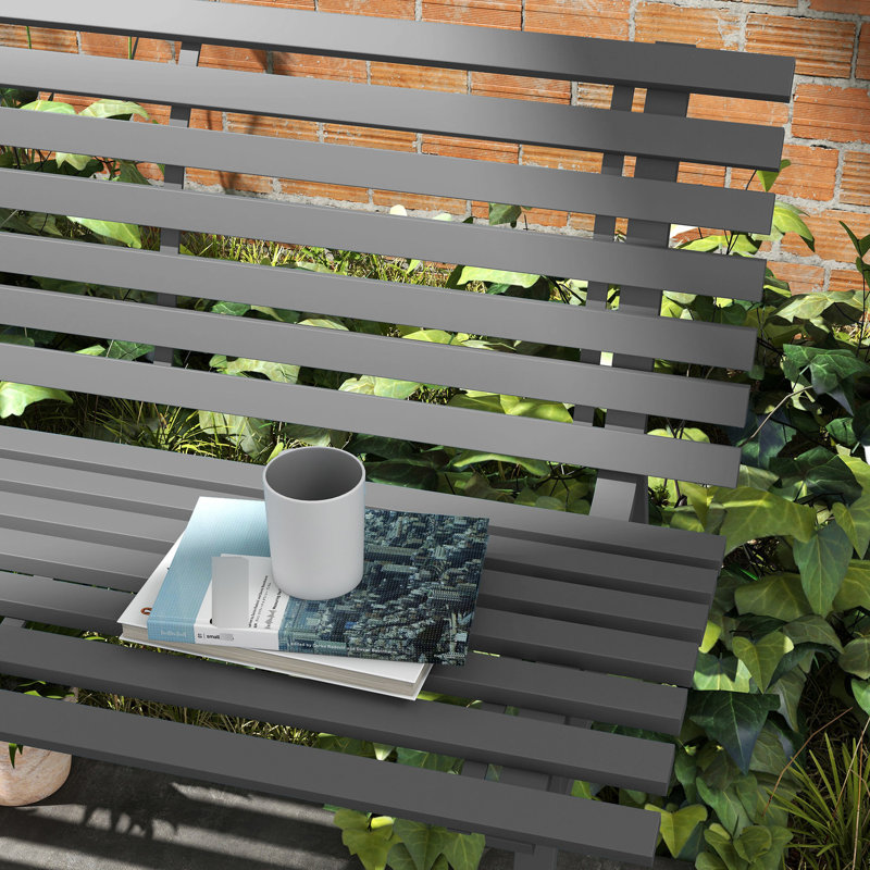 Banc de patio 48,5 po, siège à lattes gris. Convient à deux sièges de jardin élégants et d'extérieur avec banc de 48,5 po. Léger avec siège gris pour patio,