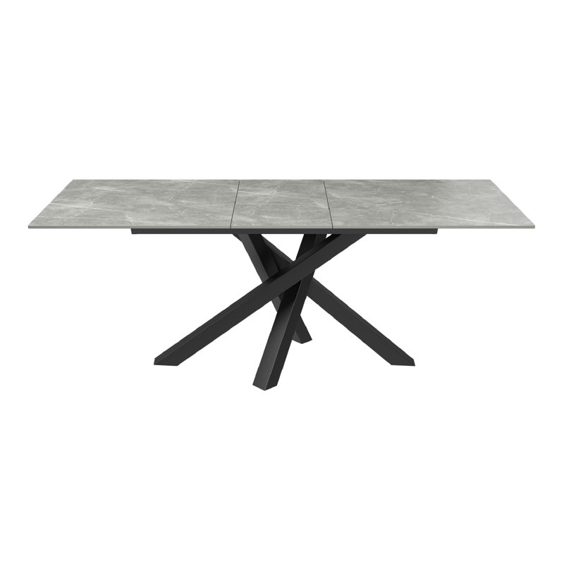 Sang Rectangular Extending Ceramic Dining Table, 76 x 160 x 90cm, Dark Grey