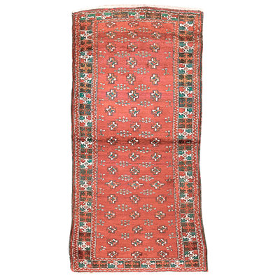Tapis rouge et multicolore de haute qualité noué à la main