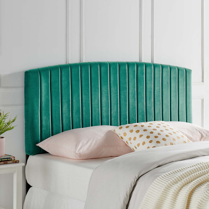 Rebecca Performance Velvet Headboard, Teal Plainweave, Twin