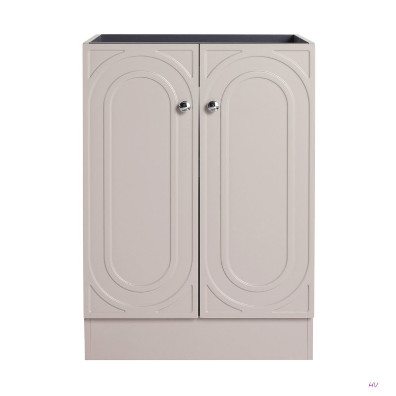 Meuble-lavabo autoportant 24 po et 2 portes d'armoire à fermeture en douceur (emballage KD) - sans le lavabo, Blanc, 24"
