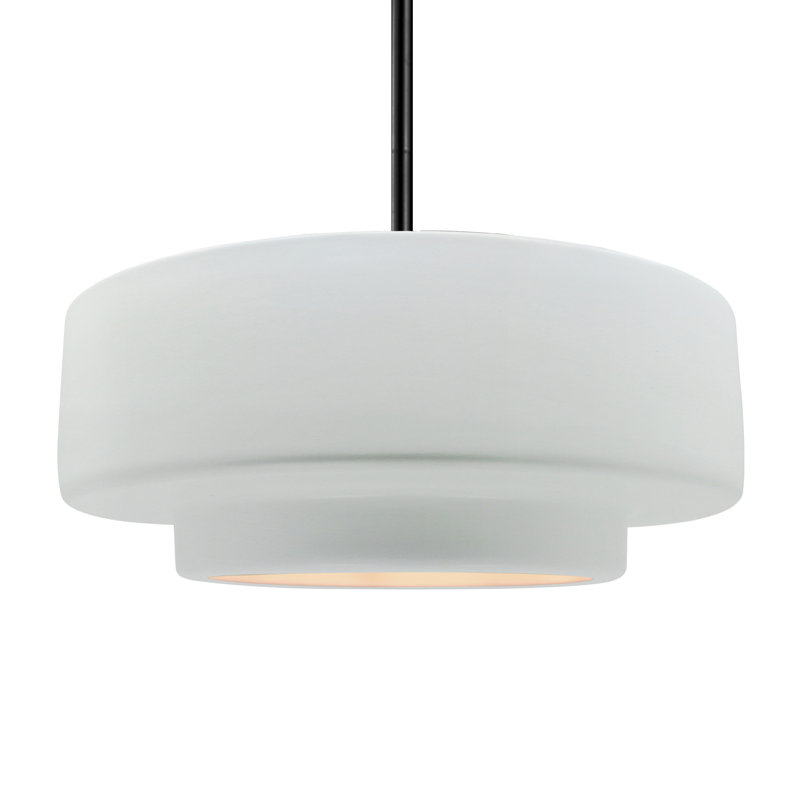 Luminaire suspendu à 1 lumière Meydan, Blanc brillant / blanc brillant, H 6 po x l 16,25 po x P 16,25 po, Matte Black