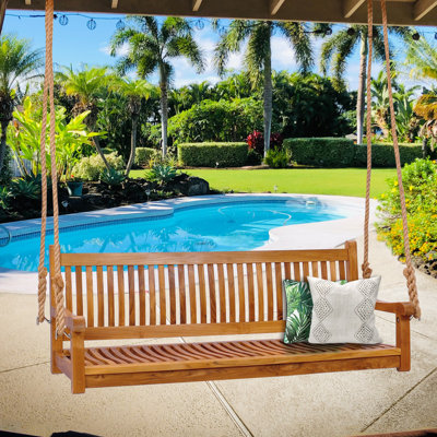 Brennan 2 Person Teak Wood Porch Swing