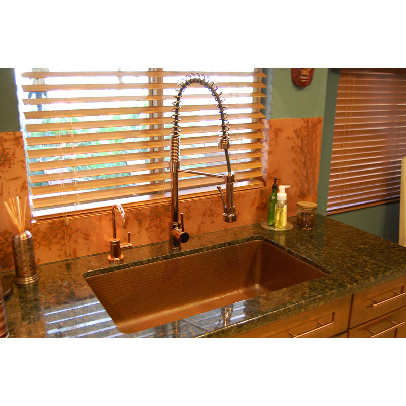 33" Hammered Antique Copper Single Basin Kitchen Sink, Antique Copper