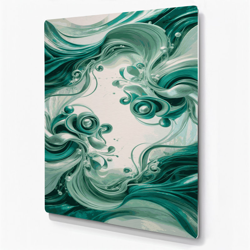 Art mural abstrait en métal vert 49, H 11 po x l 14 po