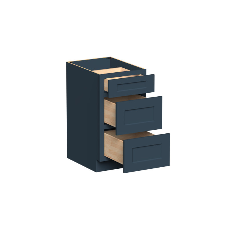 Armoire inférieure à 3 tiroirs DL Cabinetry (prête à assembler) de style Shaker l 18 po x H 34,5 po x P 24 po - Cyber gris