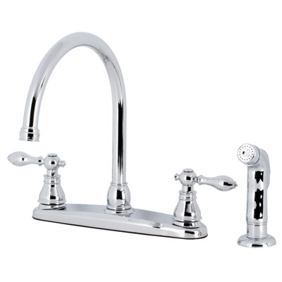 Kingston Brass American Classic Two-Handle 4-Hole 8" Centerset Kitchen Faucet with Side Sprayer