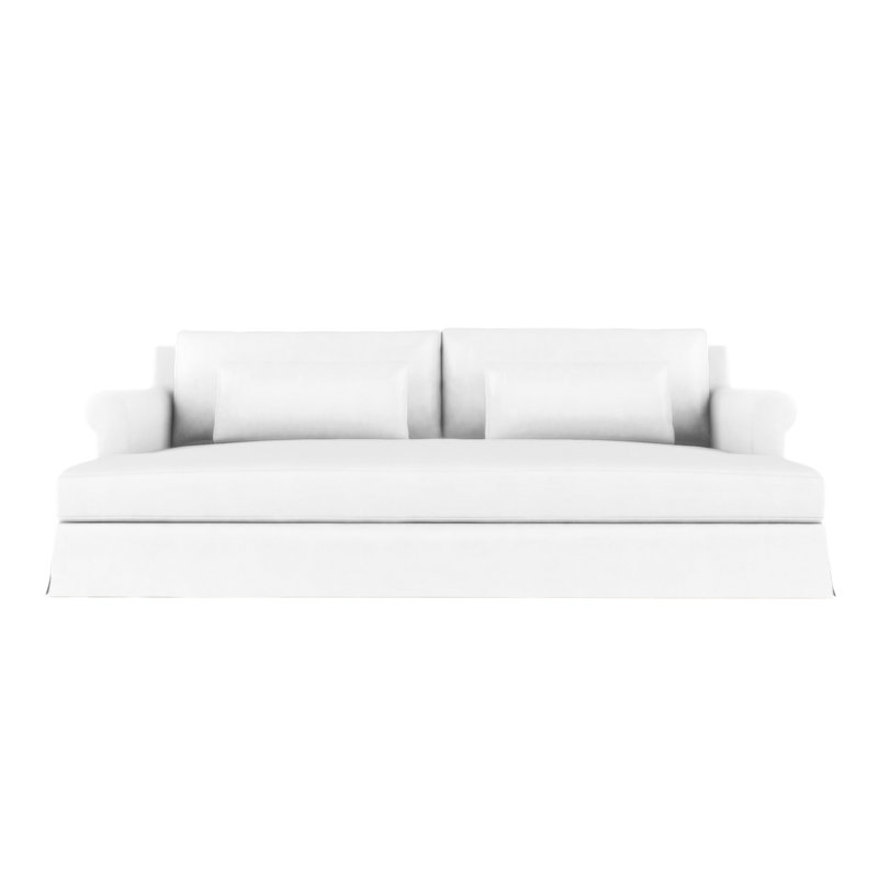 Lit de jour à accoudoirs arrondis Ludlow, Brun foncé, Cuir rétro blanc
