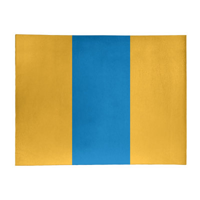 Tapis jaune/bleu rayé