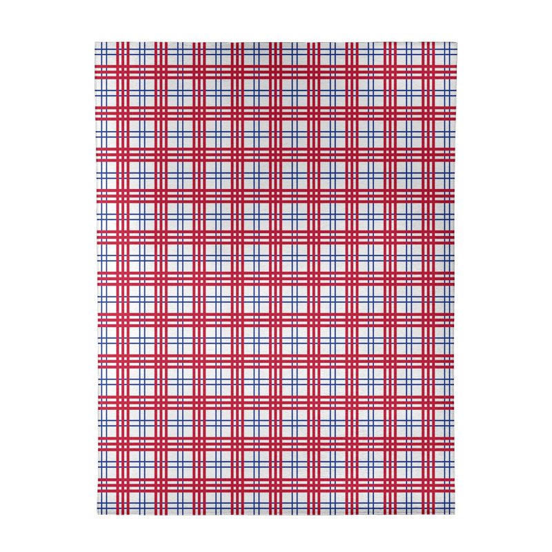 Tapis rouge / blanc à carreaux, Rectangle 8 pi x 10 pi