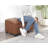 35” Rectangular Faux Leather Storage Ottoman Bench With Casters-1334864975