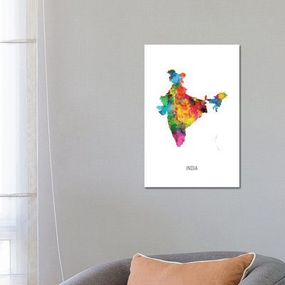 India Map by Michael Tompsett - Wrapped Canvas Gallery-Wrapped Canvas Giclée