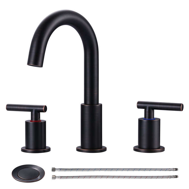 Oil Rubbed Bronze Double Handle Widespread Bathroom Faucet