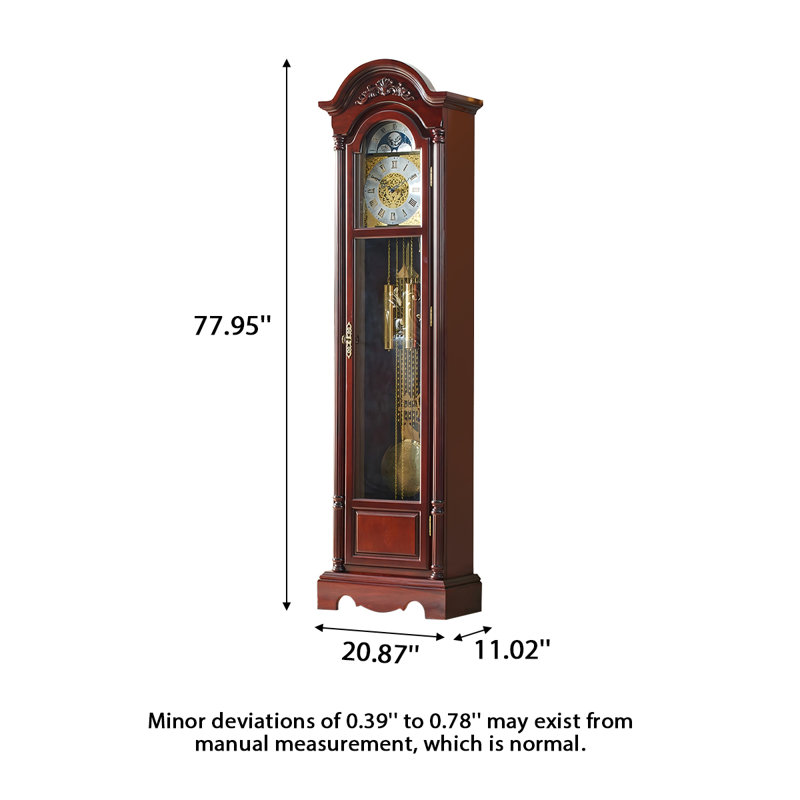 77,7 po Nouvelle horloge de plancher mécanique en bois massif de style chinois