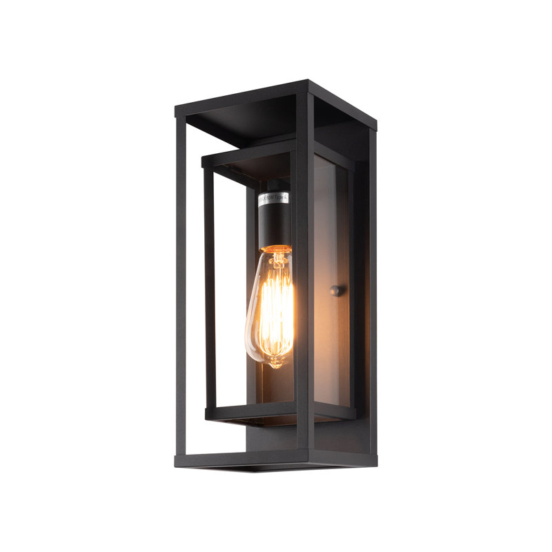 Applique murale d'extérieur classique 1 lumière en noir mat rectangulaire, H 13,78 po x l 5,71 po x P 5,71 po