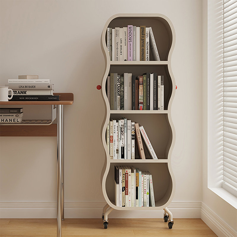Beige Modern Cold-rolled steel rotating bookshelf, Beige