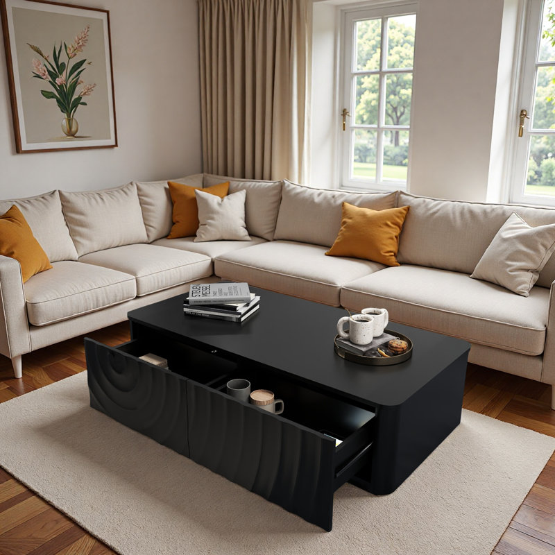 Table basse 2 tiroirs Modern, Noir