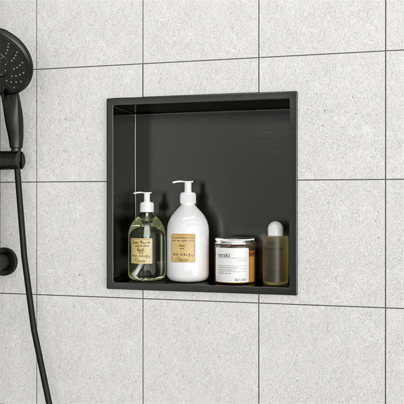 Niche de douche en acier inoxydable 12 po x 12 po, Bronze industriel-noir