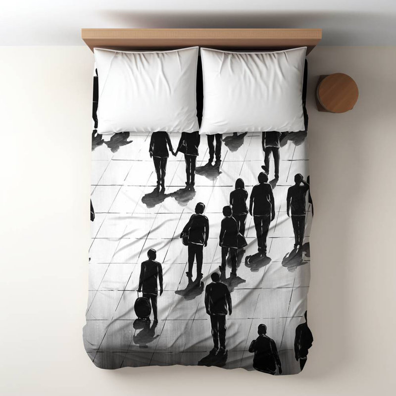 Housse de couette moderne femme grise | Street Silhouettes Design
