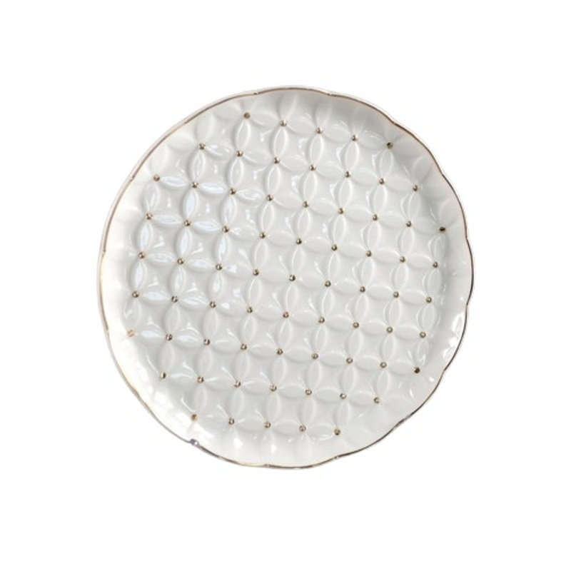 7.5" Round Plate With Gold Dot