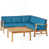 Coussin bleu / cadre brun