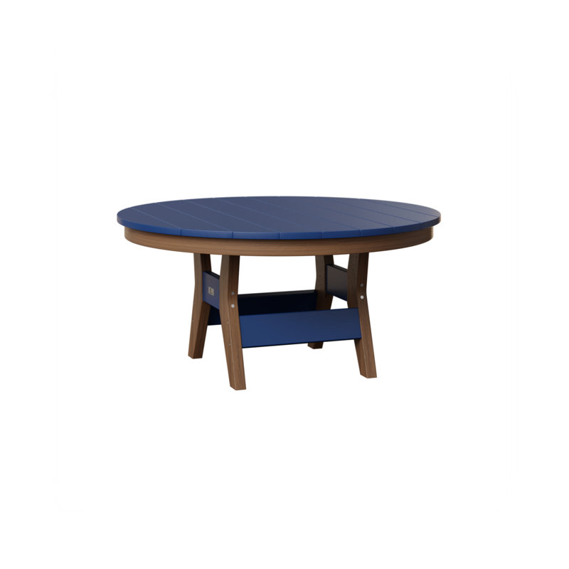 Table de conversation ronde 38 po Berlin Gardens Harbor, Acajou antique, Bleu pacifique