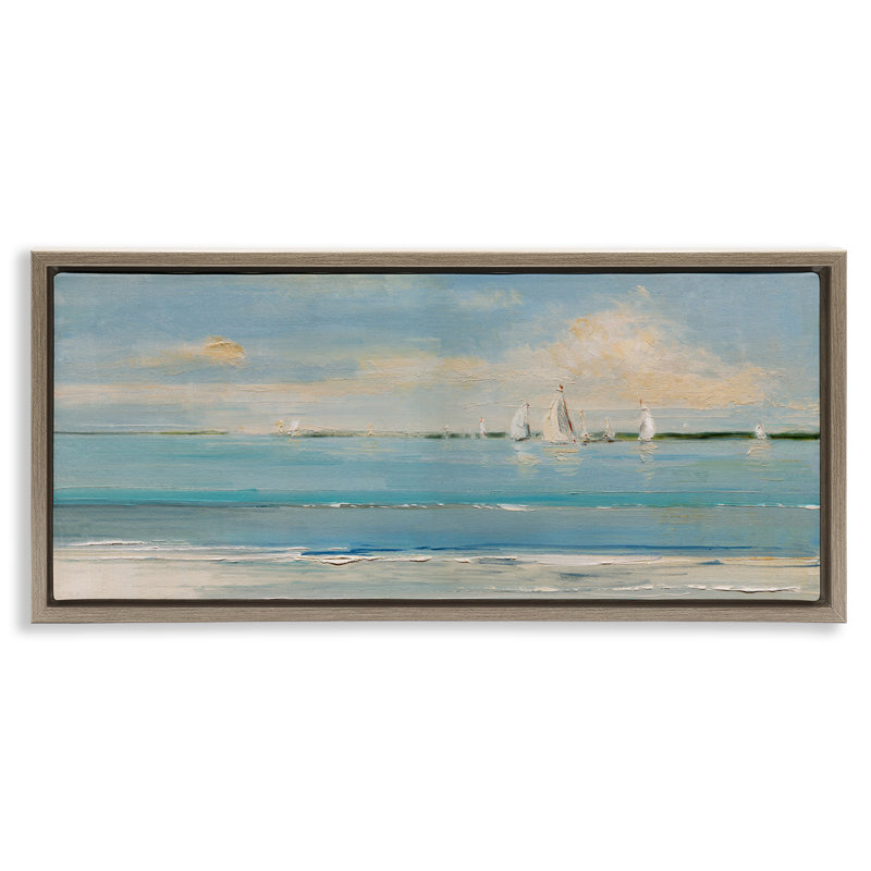  "Distant Painterly Sail Sailers", art mural sur toile flottante par Sally Swatland, H 11 po x l 25 po