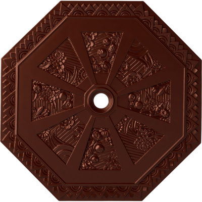 Endurathane Spring Octagonal Ceiling Medallion, 29 1/8"OD x 2 1/4"ID x 1 1/8"P (Fits Canopies up to 3"), Hand-Painted Antique Copper Finish