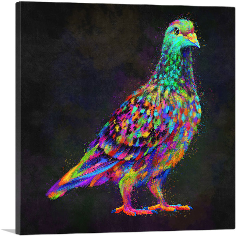 Pigeon colombe - impression sur toile tendue, H 18 po x l 18 po x P 0,75 po