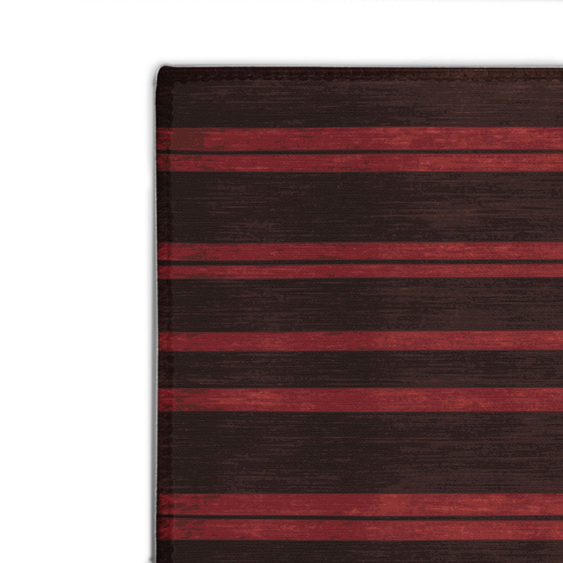 HorizontalStripes Black Indoor and Outdoor Area Rug, Rectangle 8' x 10'