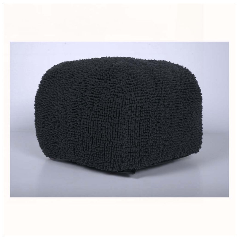 Repose-pieds carré en microfibre chenille gris anthracite