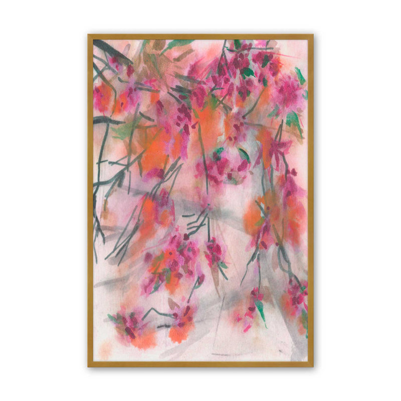 «Plum Drunk I» par Melissa Wang, reproduction d'art, H 36 po x l 24 po, Impression sur cadre ouvert sans papier mat, Doré